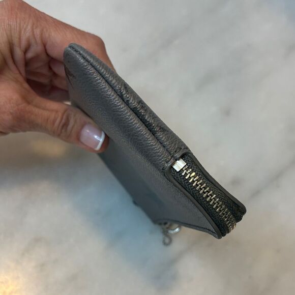 Coach Saffiano Leather Metallic Silver Star-Pattern Wristlet - Picture 9 of 16